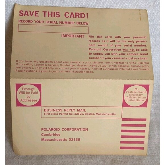 Polaroid Ephemera Print Mount Photograph Order Form Warranty Card Picture Vtg - Picture 4 of 14
